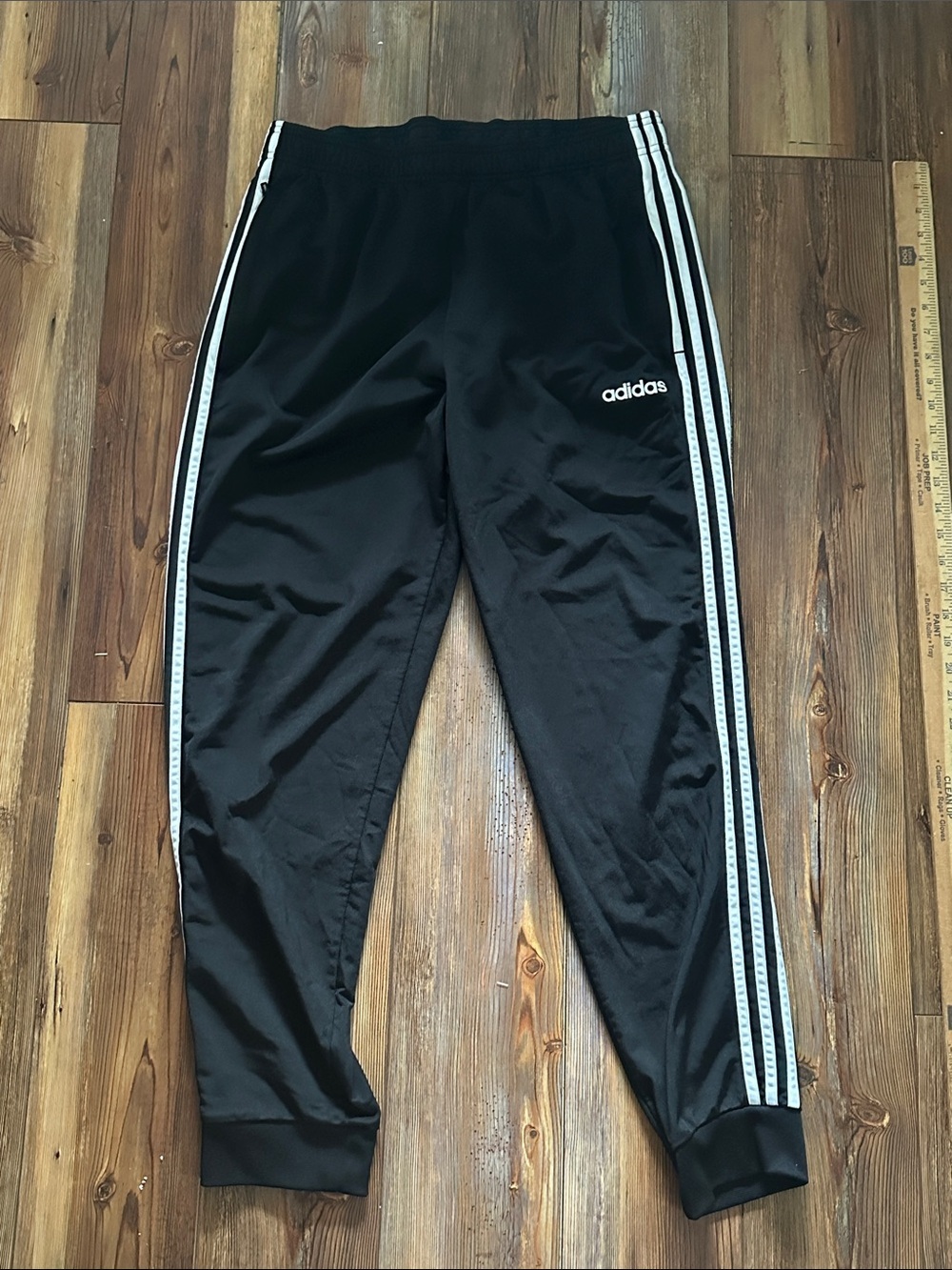 adidas Black Jogger Pants with White Triple Stripes